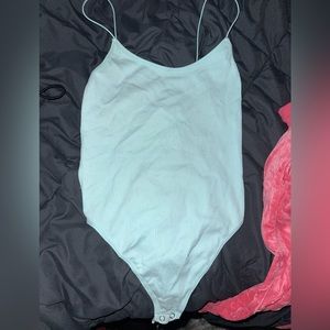 Blue forever 21 spaghetti strap ribbed bodysuit